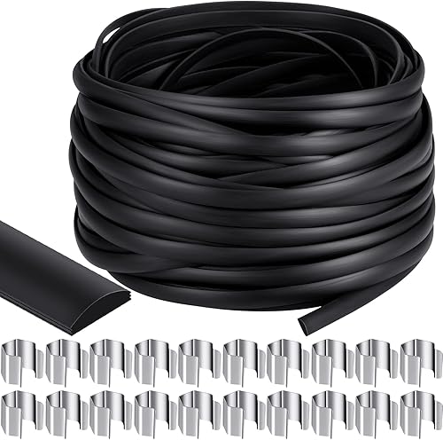 Spline de pantalla plana de vinilo de 0.315 pulgadas de ancho con 20 clips de retención de pantalla, parte inferior plana y borde superior curvado