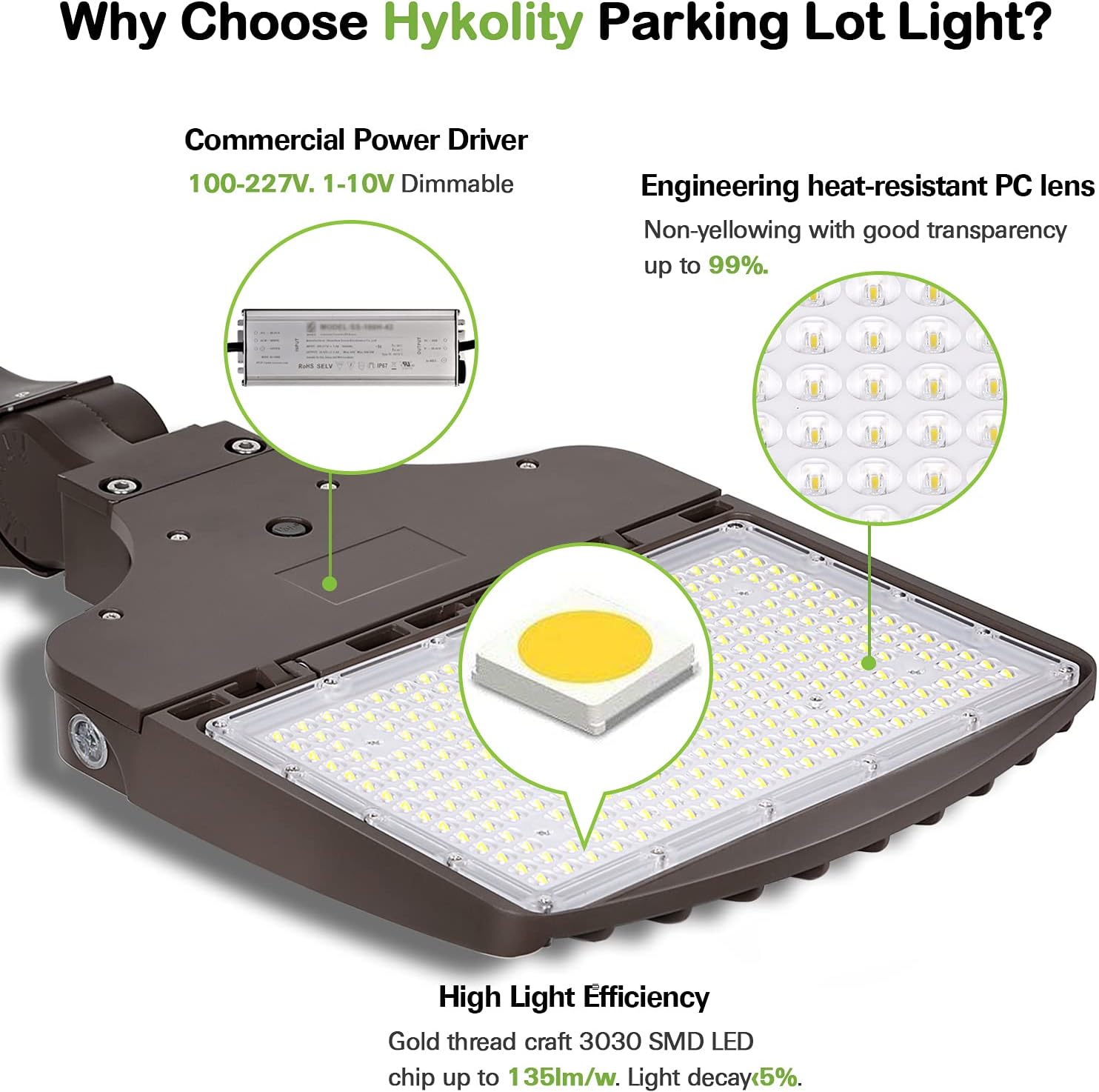 Buy 1 get 1 Hykolity 200W LED Parking Lot Light, 27,000LM (135LM/W) Dusk to Dawn Shoebox Lights, 5000K Commercial LED Street Lighting, Waterproof,[750W HPS Equivalent]100-277V, Arm Mount