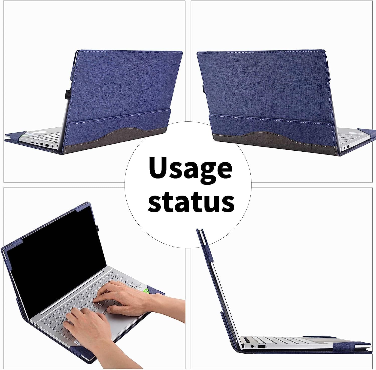 for HP Elitebook 640 G9 14 Inch Laptop Case Elitebook 640 G10 Laptop Case Laptop Bag Protector PU Leather Case with Pen Holder Accessories (Dark Blue)