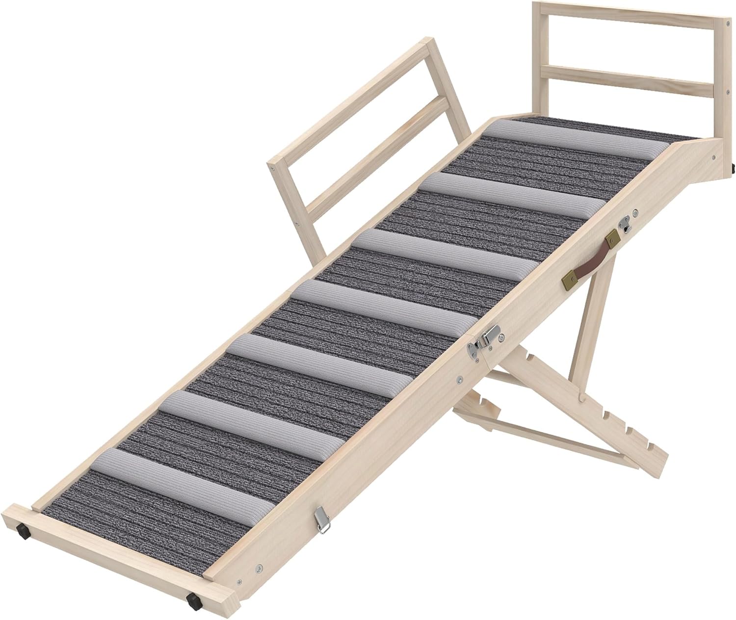 Sturdy Pet Ramp for Dogs and Cats – Non-Slip Carpeted Surface, Adjustable Height, Foldable Design for Beds and Sofas