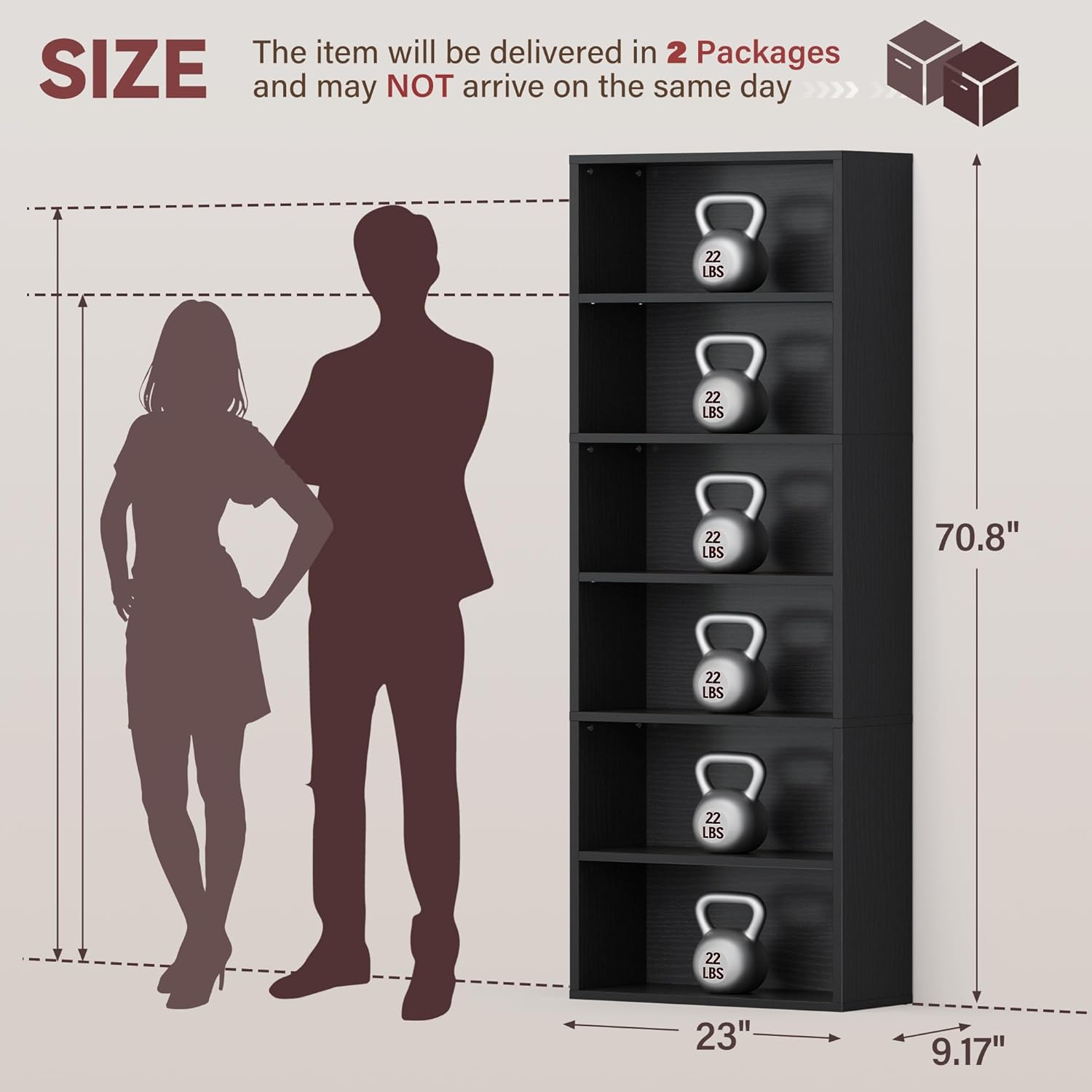 YESHOMY Industrial 6 Tier Bookcase, 71" Tall Black Bookshelves Open Frame, Basic Floor Standing Bookcases & Bookshelf for Home Office, Living Room, Bed Room