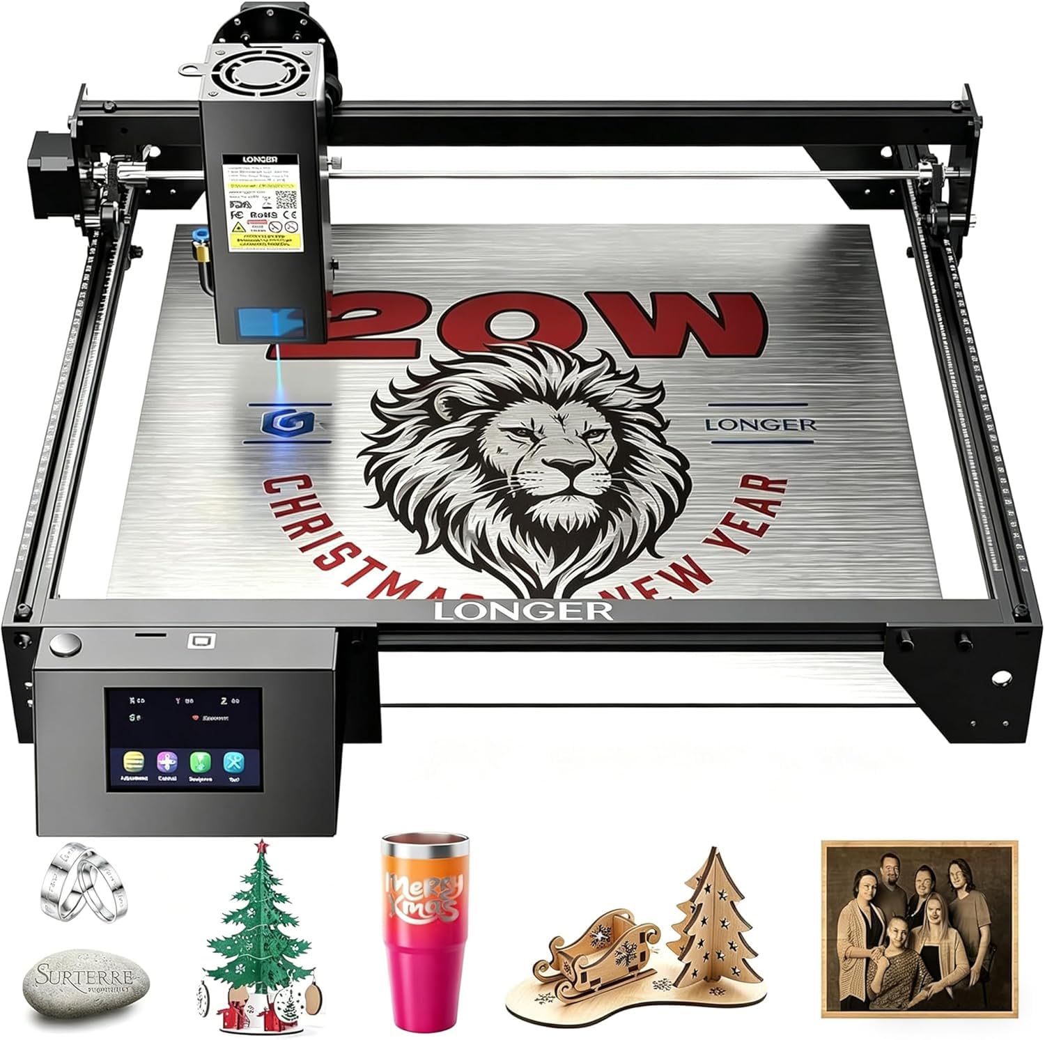 Longer RAY5 20W Graveur Laser,Contrôle hors ligne via App, Outil de Gravure pour Métal/Verre/Bois, Vitesse de gravure de 24 000 mm/min