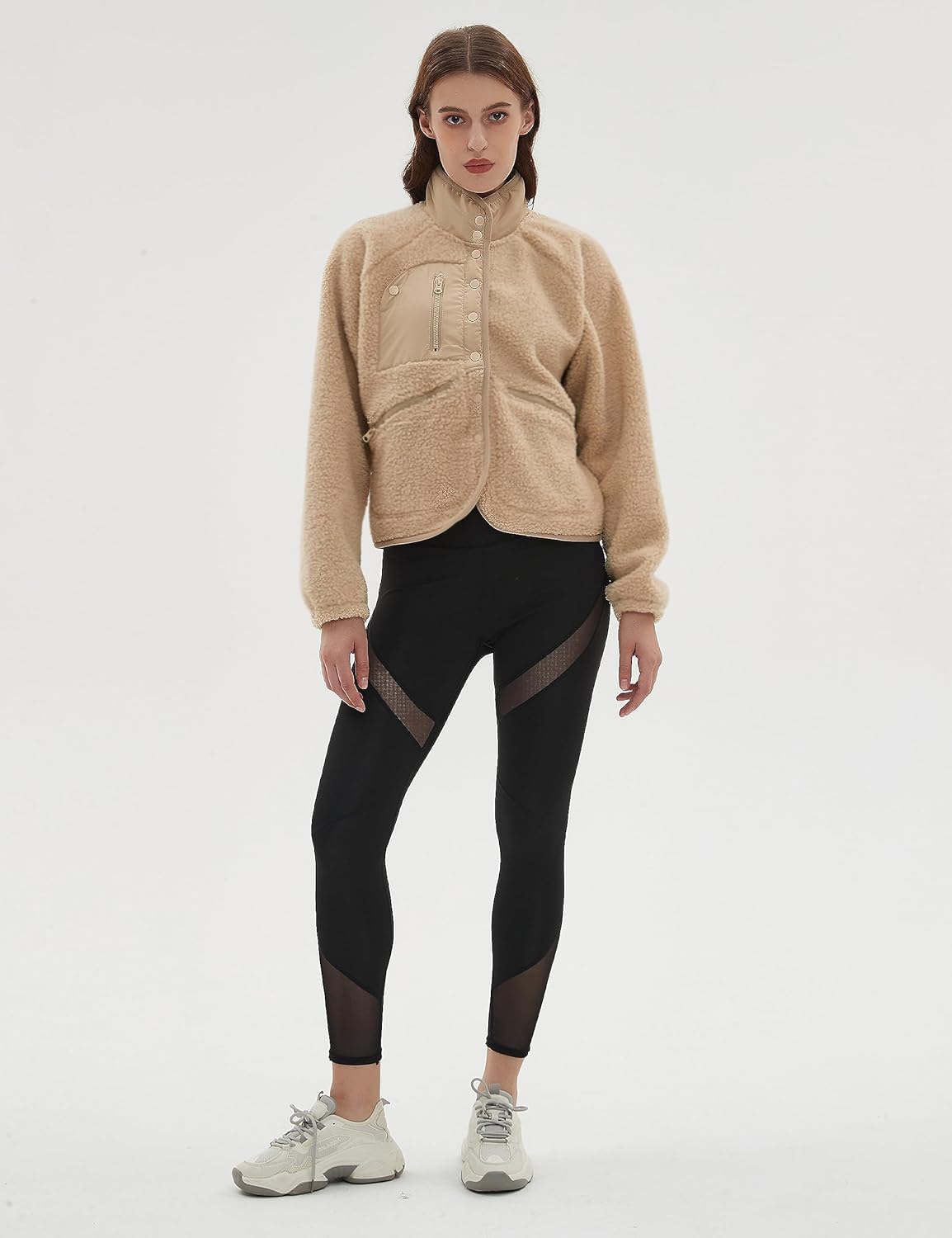 QIBABU Womens Fuzzy Fleece Jacket Long Sleeve Winter Short Coats Warm Button Down Sherpa Fleece Jackets Shacket - Image 8