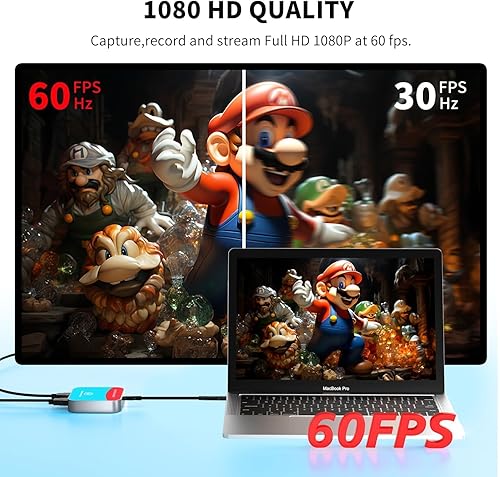 Miniatura 3 de Tarjeta de captura para Nintendo Switch, tarjeta de captura de video y audio 4K, USB C 3.0 1080P 60FPS grabadora HDMI para juegos, transmisión en