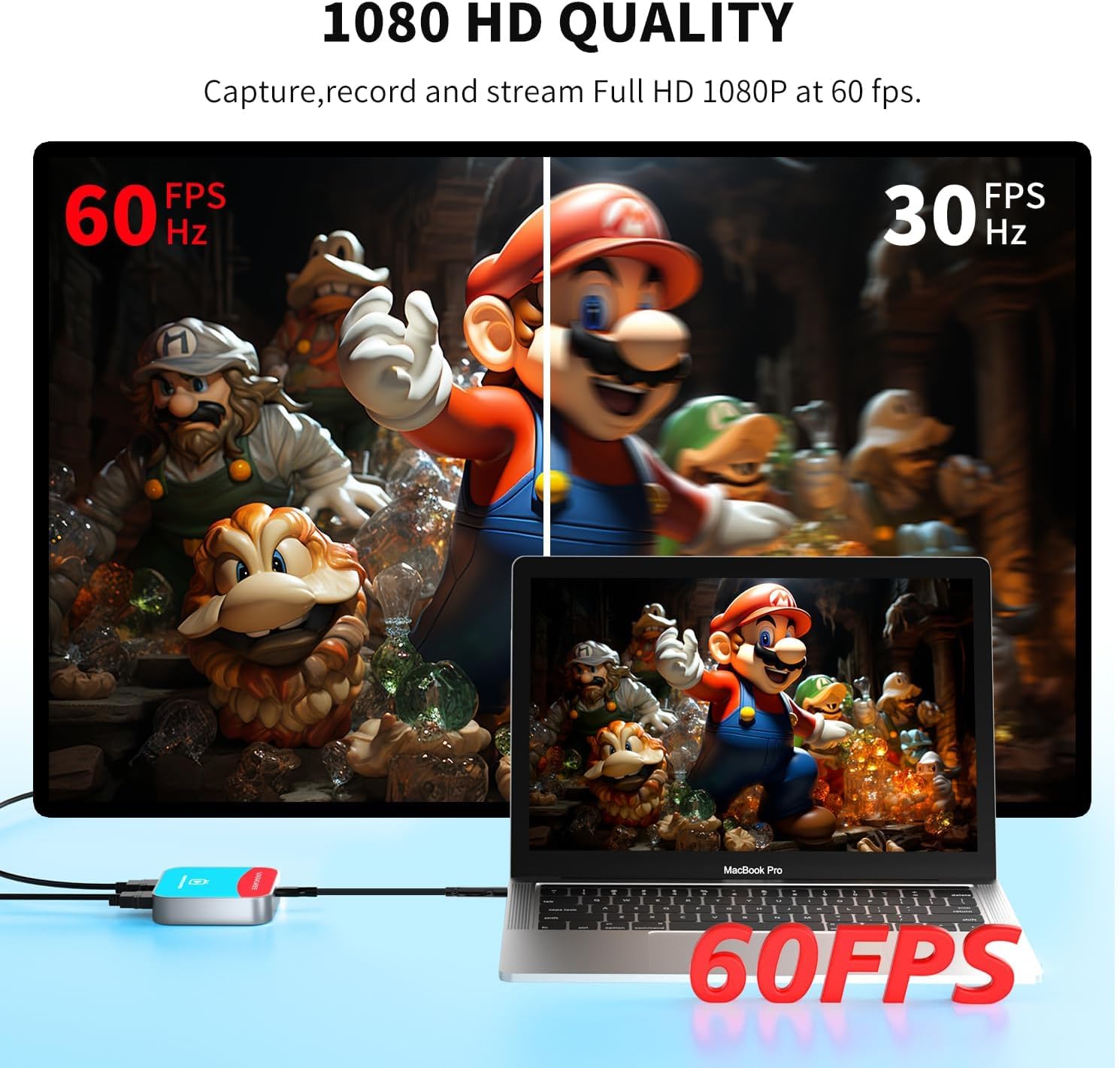 VANGREE Tarjeta de captura para Nintendo Switch, tarjeta de captura de audio y video 4K, USB C 3.0 1080P 60FPS grabadora HDMI para juegos/transmisión en vivo/videoconferencia, funciona para Nintendo