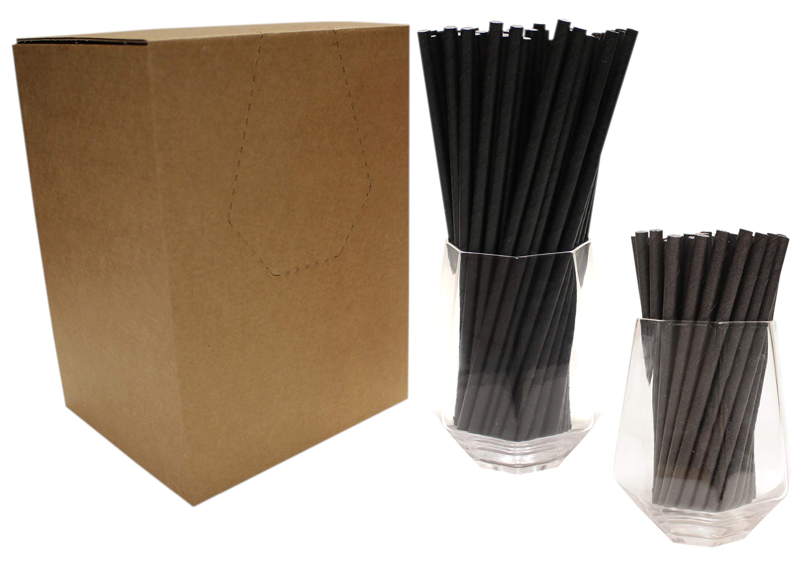 'The Bar Bundle' - Black Paper Straws (6x200mm) Pack of 500 & Black Cocktail Straws (6x140mm) Pack of 500 - FSC Certified/Food Safe/PFAS Free/Biodegradable/Eco-Friendly