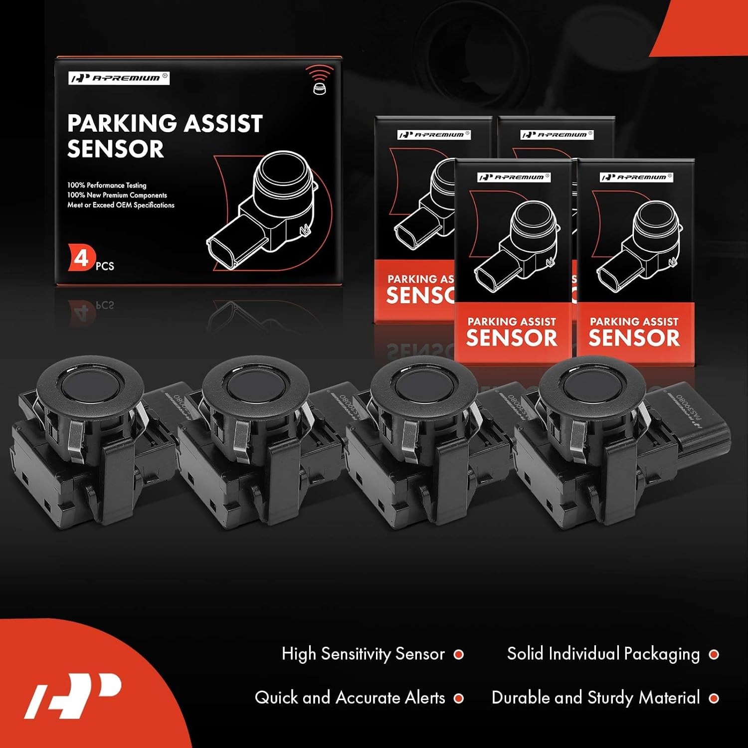 A-Premium 4-PC Reverse Backup Parking Assist Sensor Compatible with Select Honda Models - Odyssey 2011-2017, Pilot 2012-2015