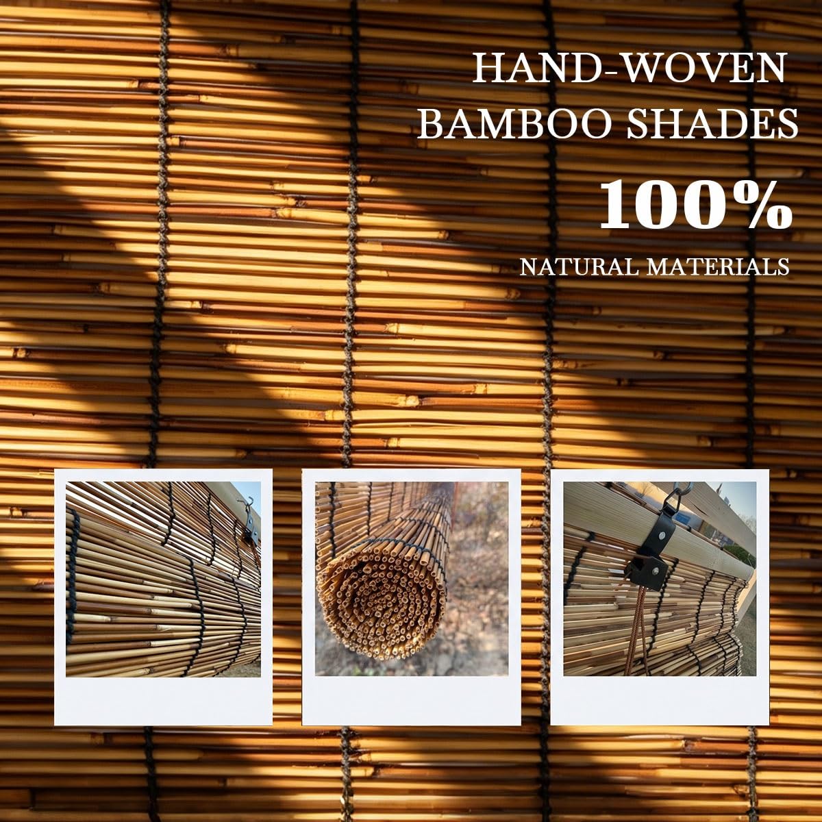 Store Enrouleur Bambou sans Percage, Rideau Bambou Exterieur Interieur, Rideau de Roseau Occultants À 70%, Naturel Stores Enrouleurs Bambou pour Fenêtres Véranda Pergola Balcon(W160 cm x H200 cm)