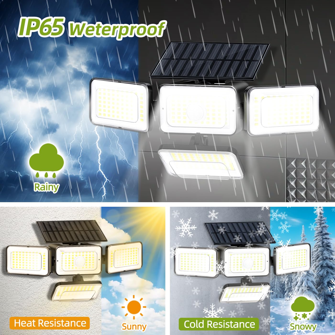 YACAISI Solar Lights Outdoor, LED 2800LM Solar Motion Sensor Outdside Lighting with Remote Control - Image 3