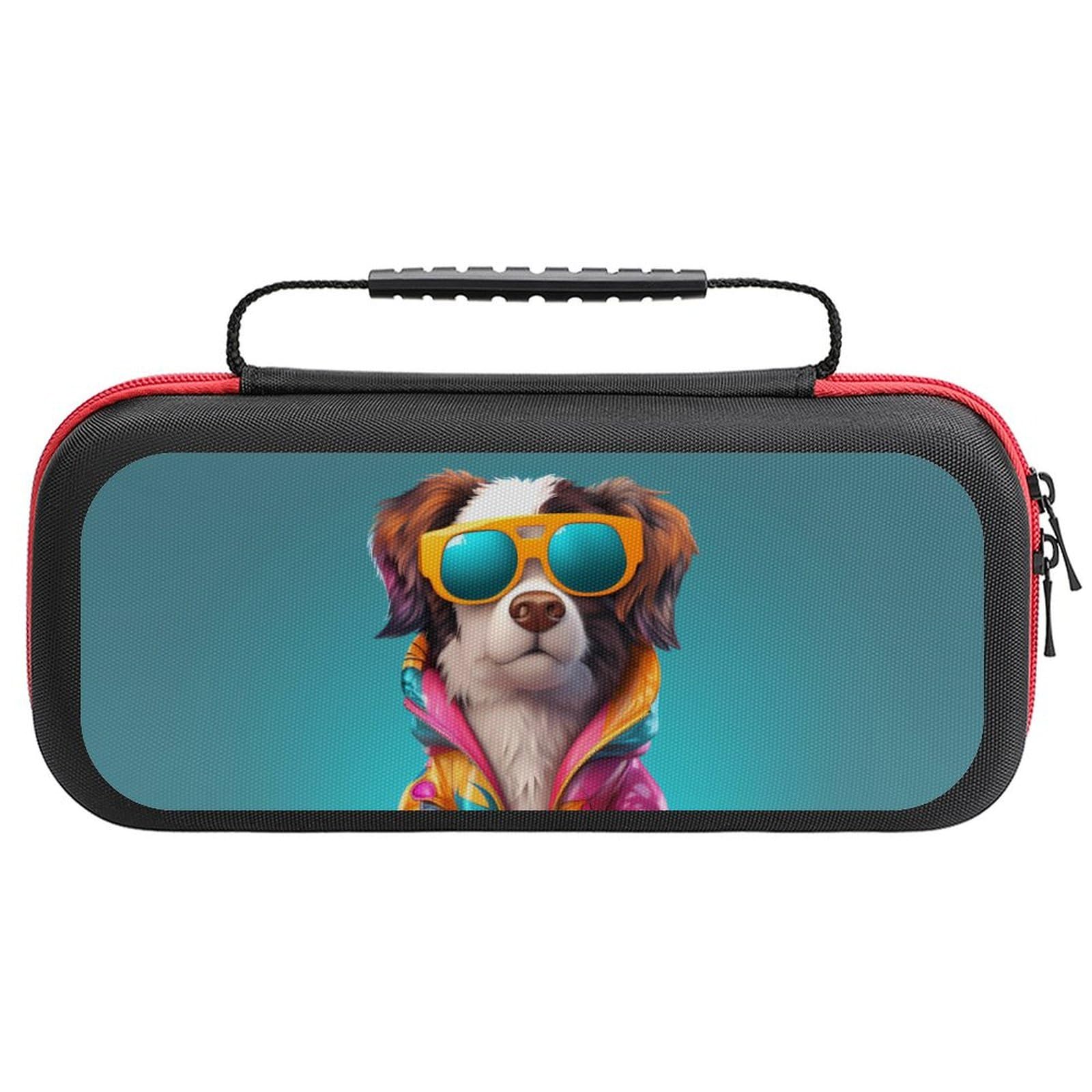 VOSERY Colorful Sunglasses Dog Case Compatible with Nintendo Switch Case Travel Carry Case Compatible with Switch Lite Oled
