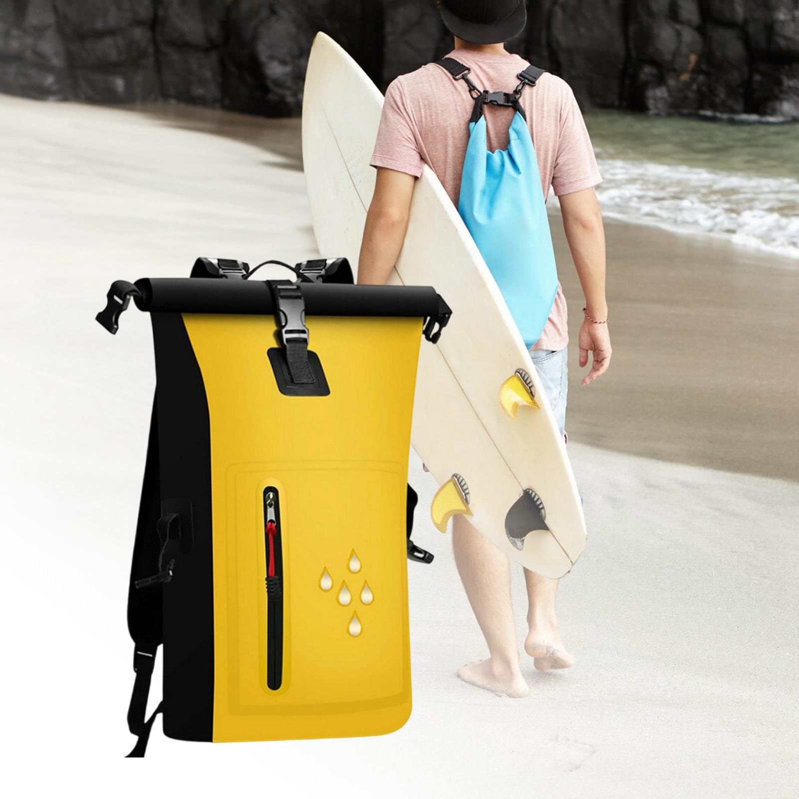 Milageto Borsa stagna Impermeabile, Sacca stagna da 25 Litri, Borsa Galleggiante Resistente agli Strappi, Zaino Impermeabile per Kayak, Canoa, Campeggio