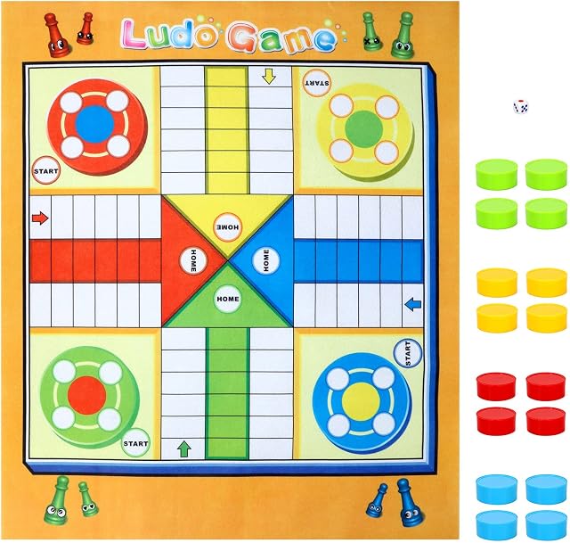 SOKA Ludo Giant Board Game Set Classic Entertainment Fun Game Playmat Rug Carpet Travel Board Games Activities for Kids and Family  Suitable for Indoor or Outdoor Play