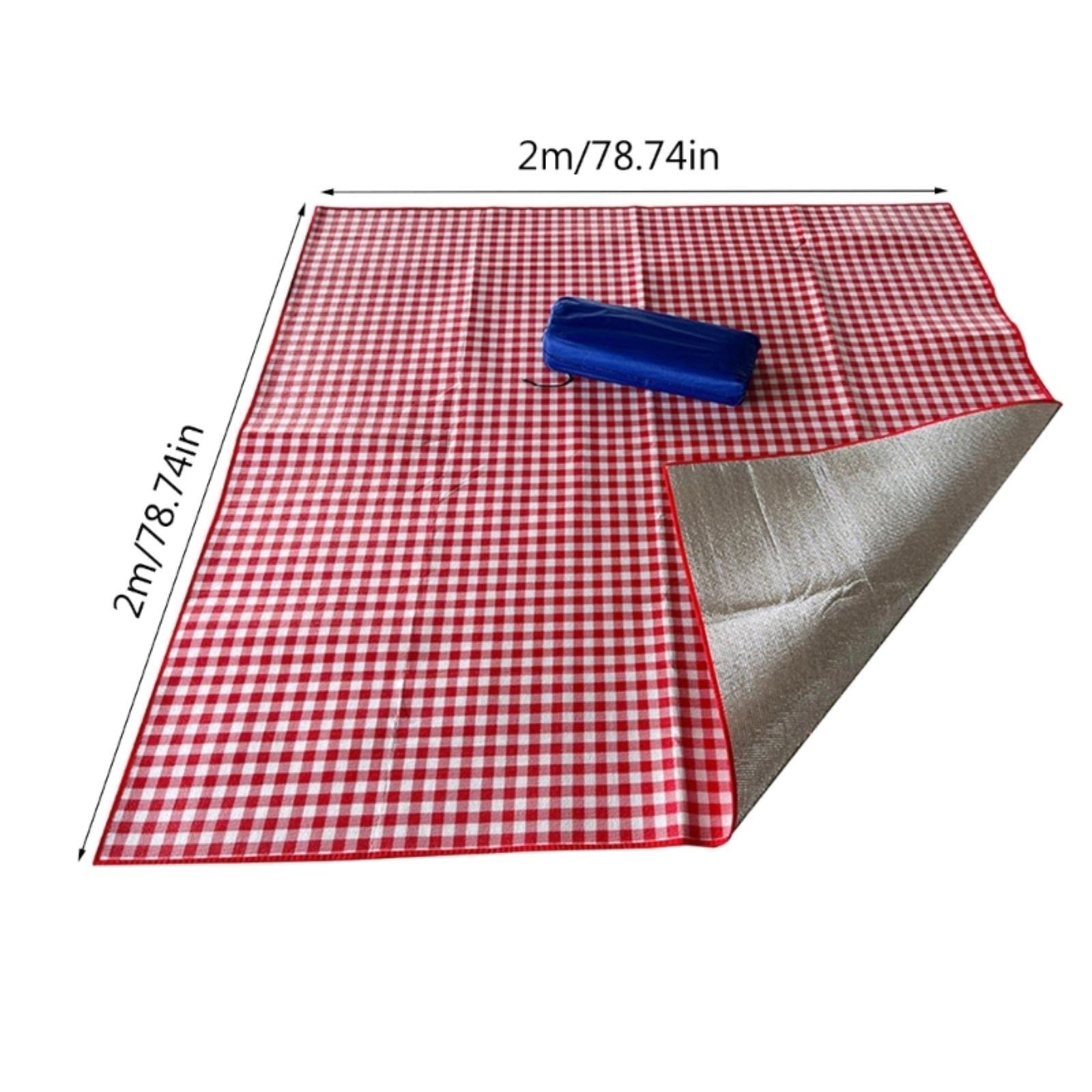 Folia aluminiowa + koc piknikowy z bawełny perłowej | Wielokolorowy 2 x 2 m / 6,56 x 6,56 ft Na piknik, kemping, plażę, podróże i koncerty(Green)