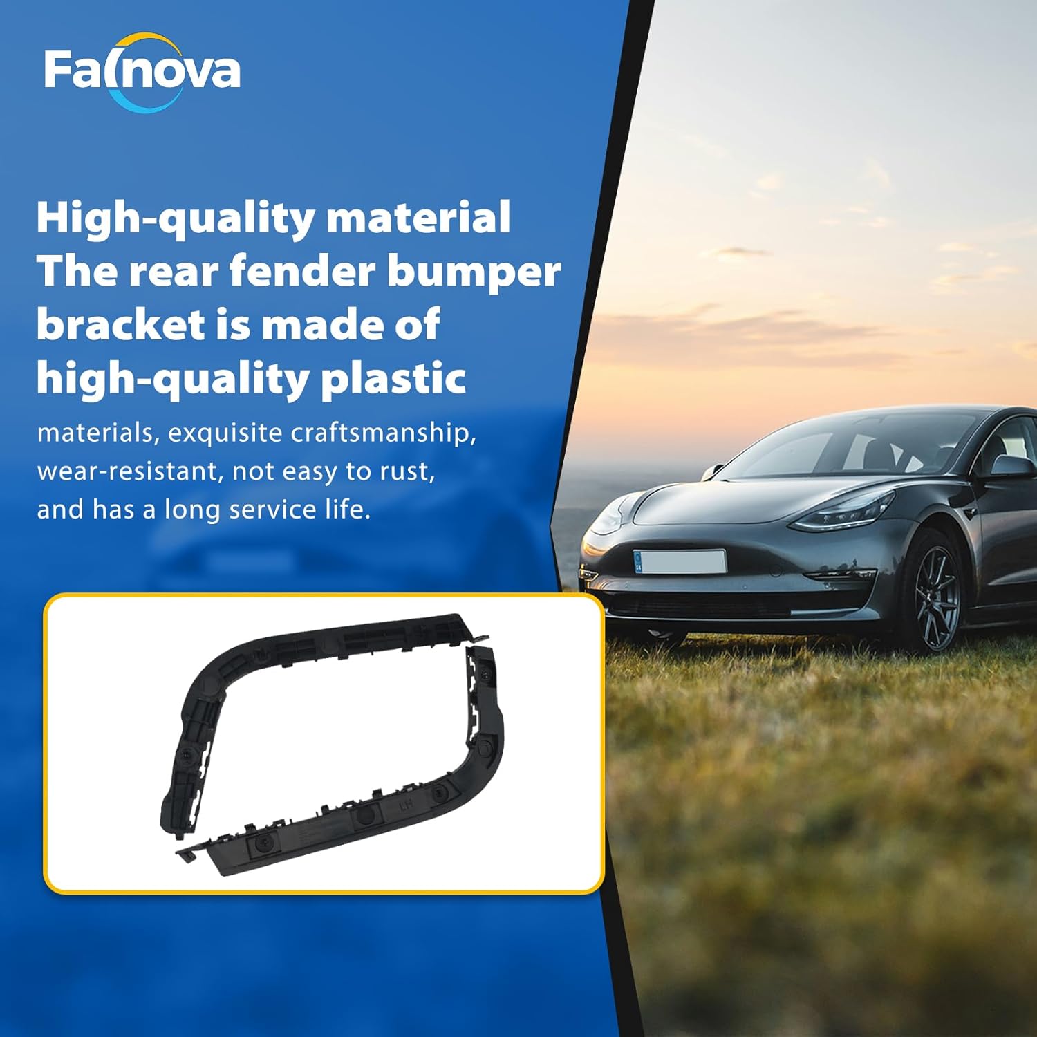 Left & Right Rear Fender Bumper Bracket Compatible with 2017-2024 Tesla Model 3 Rear Bumper Bracket 1083988-00-I 1083989-00-I