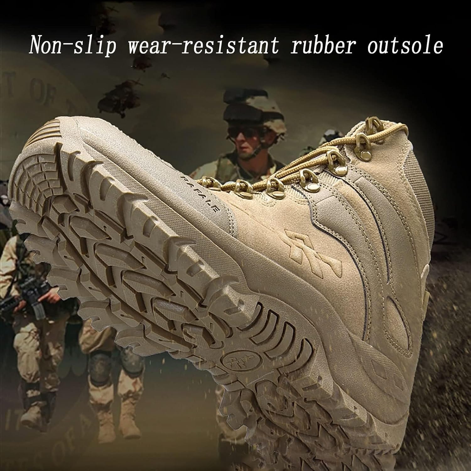 Men's Outdoor Desert Tactical Boots, Autumn Winter Breathable Double-Sided Fleece Tactical Shoes, Shock Wear-Resistant Rubber Sole Military Boots