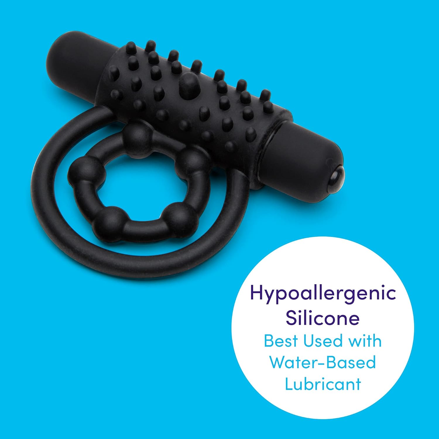 Lovehoney Bionic Bullet Vibrating Cock Ring - Textured Silicone Double Penis Ring - 5 Function Bullet Vibrator - Waterproof - Black