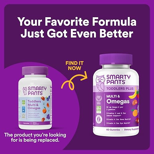 Miniatura 2 de SmartyPants Toddler Multivitamin Gummies: Omega 3 Fish Oil (EPA/DHA), Vitamin D3, C, Vitamin B12, B6, A, K & Zinc, Biotin, Beta Carotene, Gluten