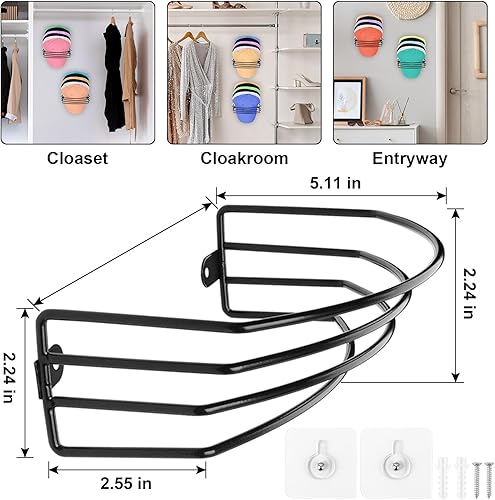 Miniatura 7 de Paquete de 2 organizadores de sombreros de montaje en pared para gorras de béisbol, forros cuadrados de silicona para freidora de aire, paquete de 2