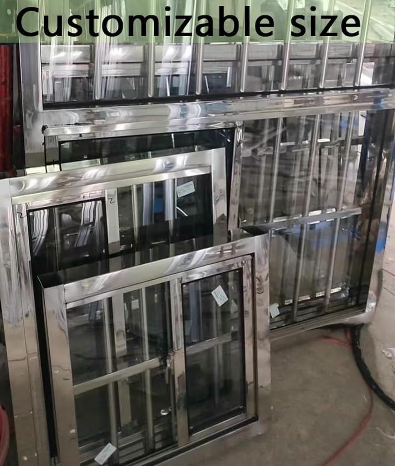 Ventilation Window with Stainless Steel Lock, Sliding Window for Recessed Assembly Basement with Tempered Glass and Screen, Double Panel Windows for Chickenblain Bath