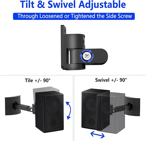 Dinghosen Speaker Wall Mounting Bracket or Ceiling Speaker Mount for Samsung SWA-9100S SWA-9200S SWA-9000S SWA-8500S Rear Speakers, Tilt and Swivel Adjustable Mount for Samsung Speakers with Keyhole