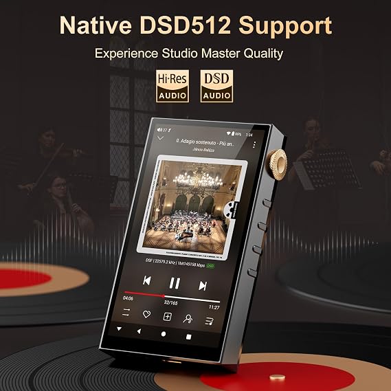 Hi-Res Audio Player, Oilsky 160GB HiFi MP3 Player Bluetooth and WiFi, 4.4mm Balanced, Dual ESS DAC, 4GB RAM, 4.02 Digital DSD512 Lossless Music Spotify Player