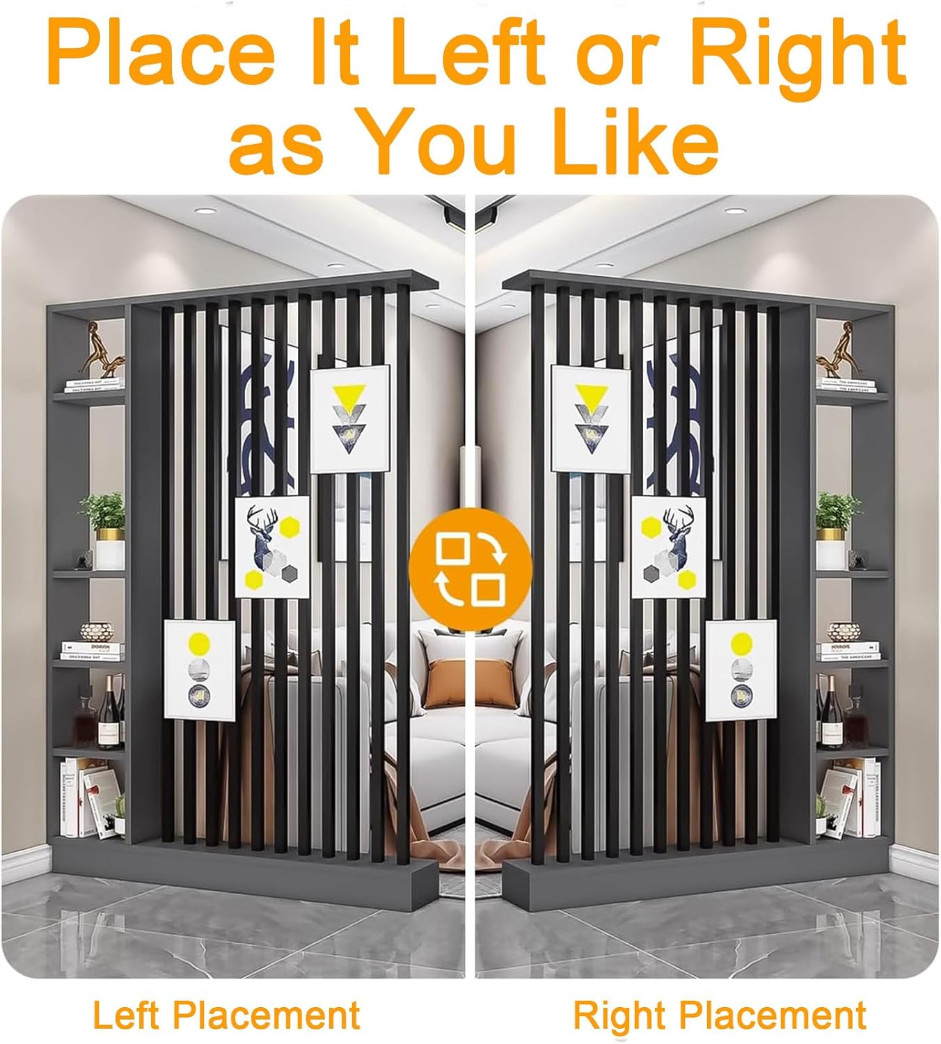 Modern Room Divider with Shelves,Wall Room Divider Screen with Storage Cabinet, Wall Divider for Room Separation, for Home Office Decorative