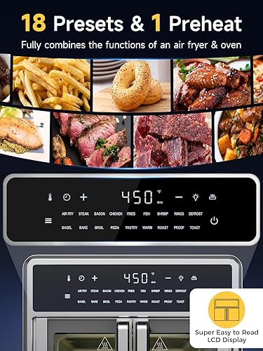 Miniatura 3 de Kitchen Elite Freidora de aire horno de puerta francesa, combo de encimera de horno tostador de 15.8 cuartos de galón, 18 preajustes y 1