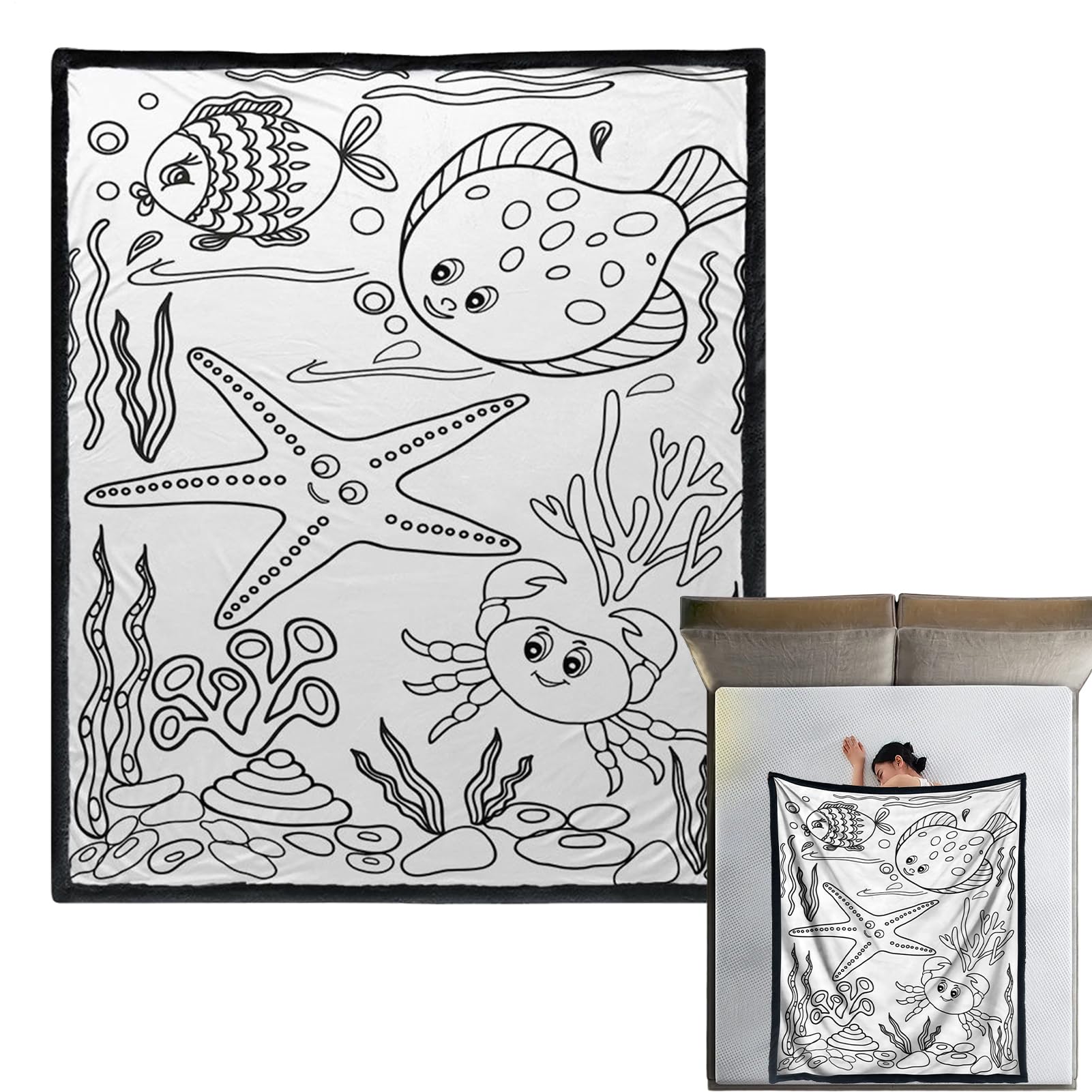Couverture de coloriage pour adultes plaid lavable DIY et confortable pour femme et ado