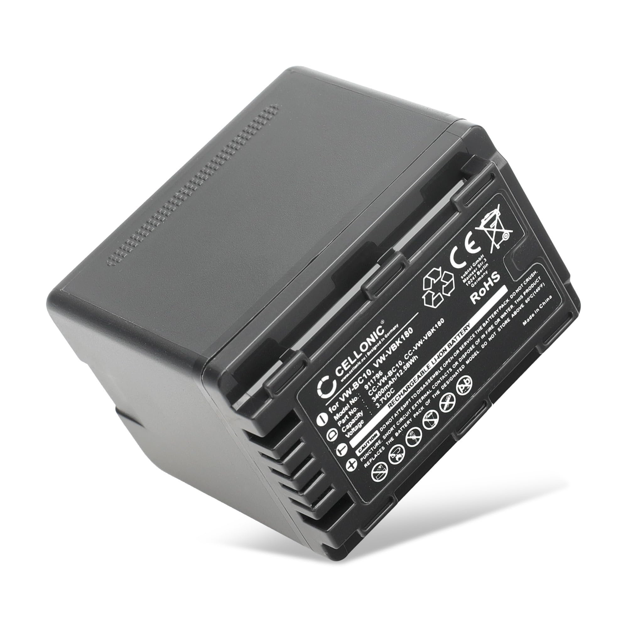 CELLONIC 1x Batteria per Fotocamera Compatibile con Nokia 3650, Compatibile con Panasonic HC-VX870, HDC-SD40, VW-VBK180 – (3400mAh, 3.7V)
