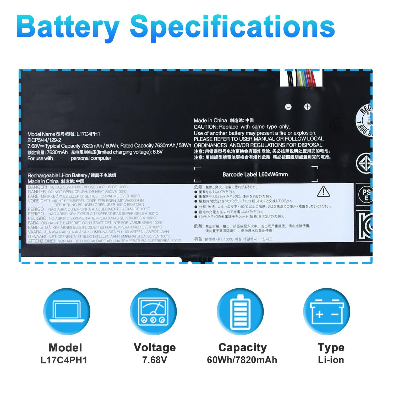 Amazon.com: L17C4PH1 L17M4PH1 L17M4PH2 L17L4PH2 Battery for Lenovo