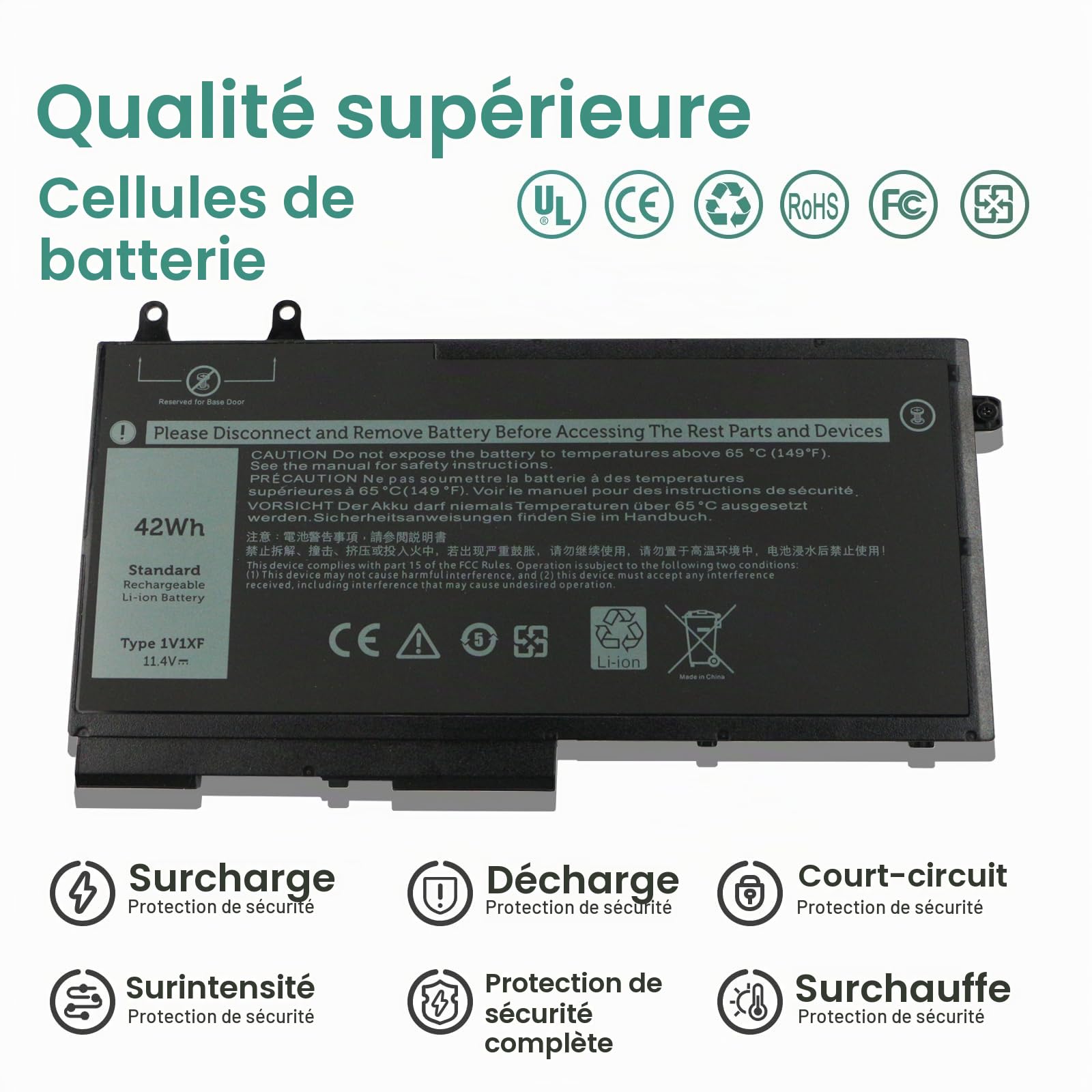 K KYUER 42Wh 1V1XF Batterie pour Dell Latitude 5400 5500 E5400 E5500 Inspiron 7590 7591 2n1 2-in-1 Precision 3540 M3540 Mobile Workstation Series P84F P98G P80F R8D7N 49HG8 H82T6 K7C4H TNT6H W8GMW