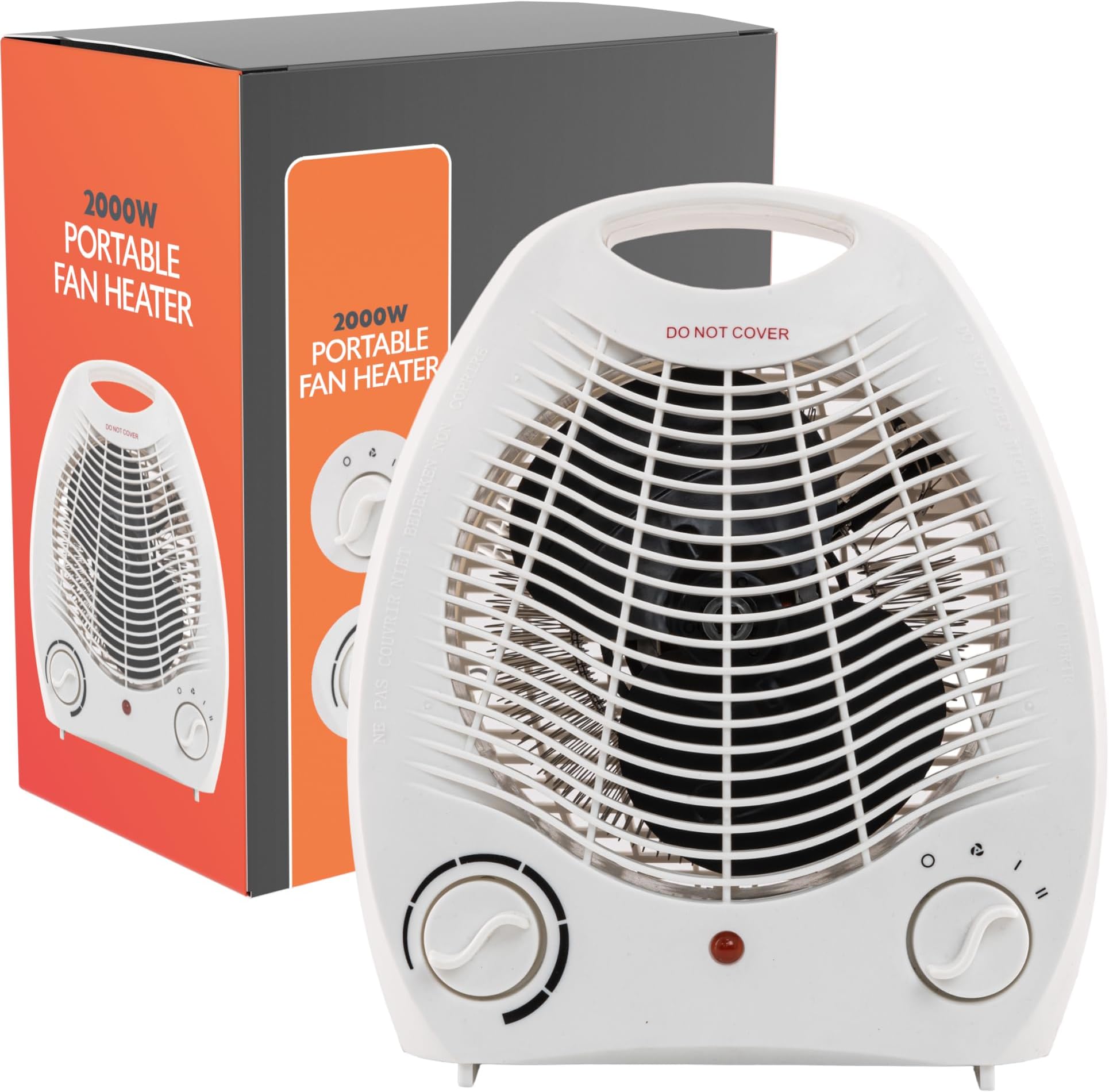 Supply Cube Upright Fan Heater, Electric Portable Heater with Overheat Protection & 2 Heat Settings - Energy Efficient Room Heater for Home
