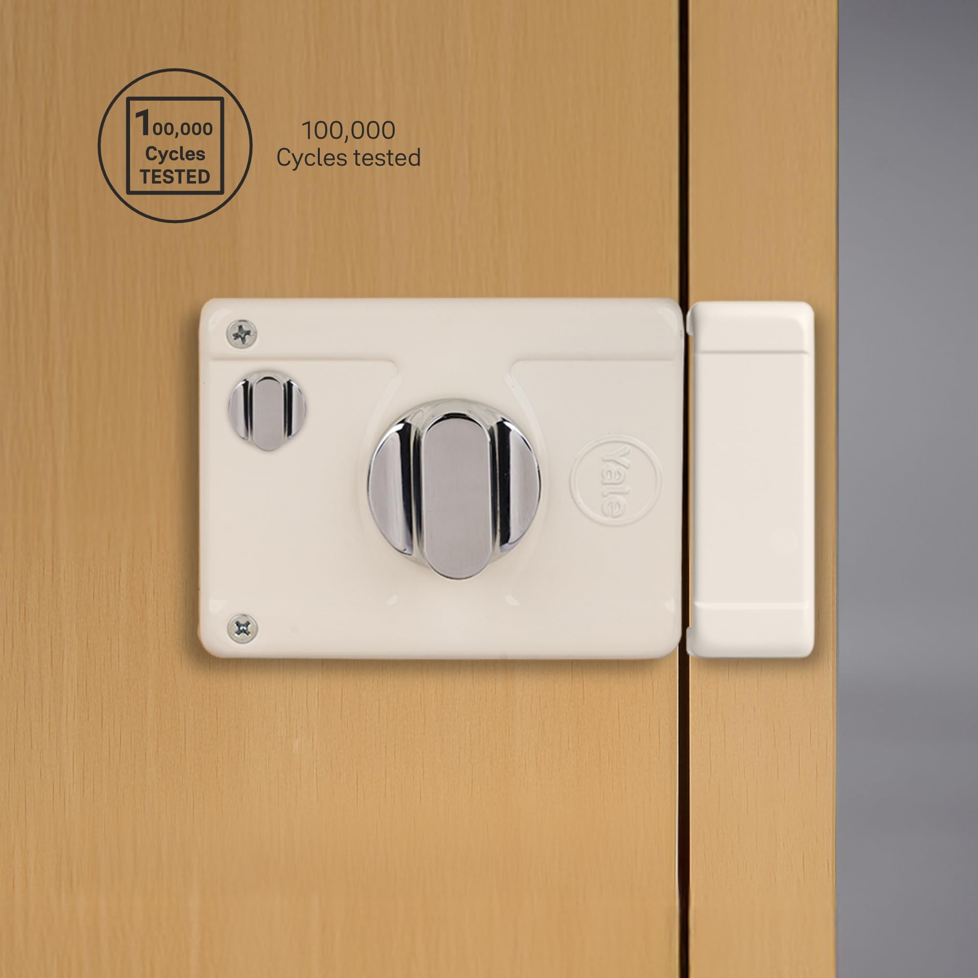 YALE Rim Lock, 2 Deadbolts and 1 Latch Bolt, Thumbturn, 4 Dimple