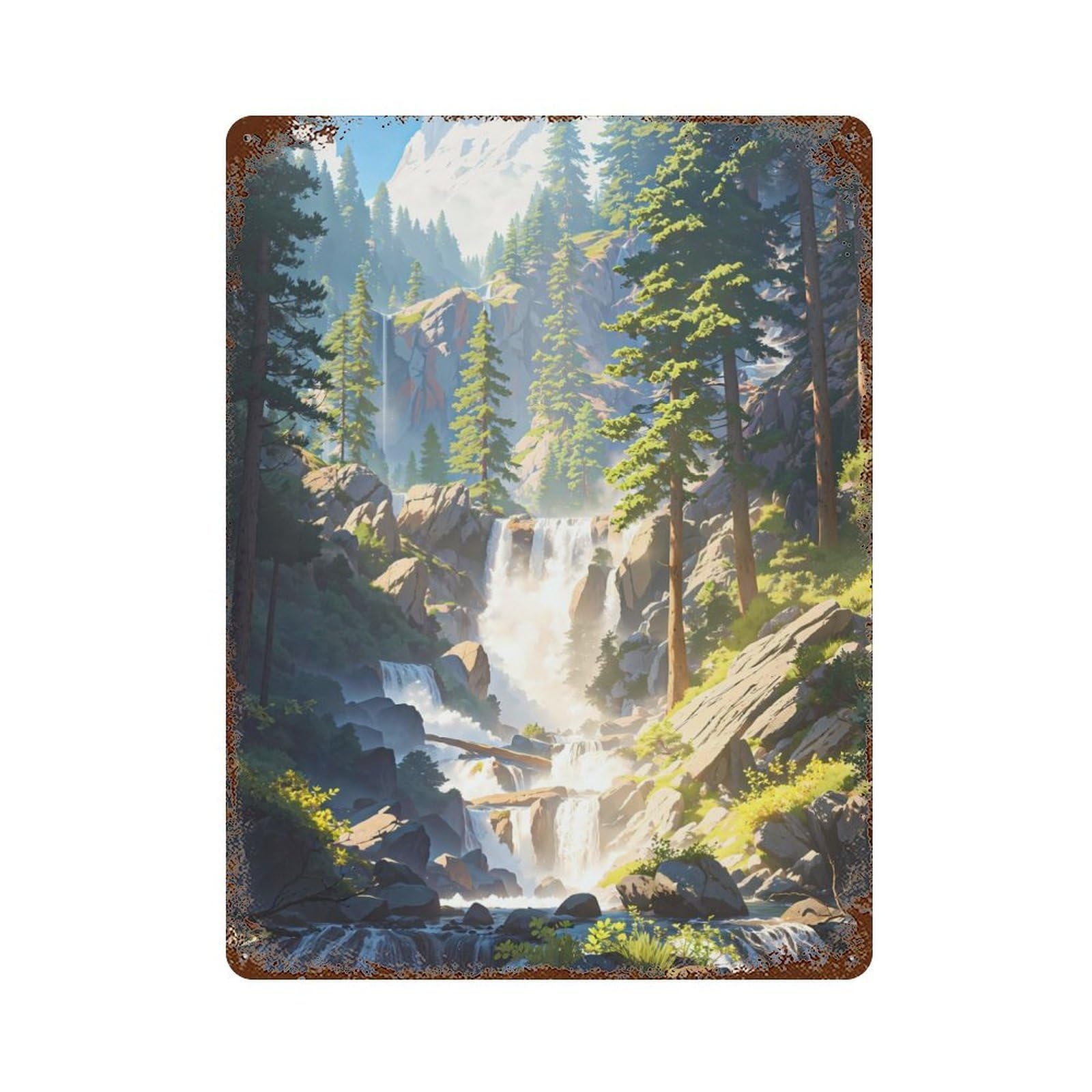 Flowing Down 15.7"x11.8" Aged Metal Wall Plaque, Retro Wall Decor for Farmhouse, Kitchen And Entryway Decor