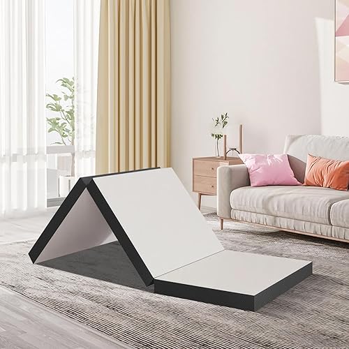 Colchón de espuma viscoelástica plegable de 4 pulgadas, portátil, plegable, de espuma viscoelástica, parte inferior antideslizante, transpirable,