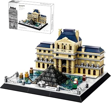 JOMIOD Paris Louvre Museum Model Building Blocks Set, Louvre Museum Landmark Architecture Building Blocks Collectible Model Set, Micro Bricks World Famous Architecture for Adults 803 Piece