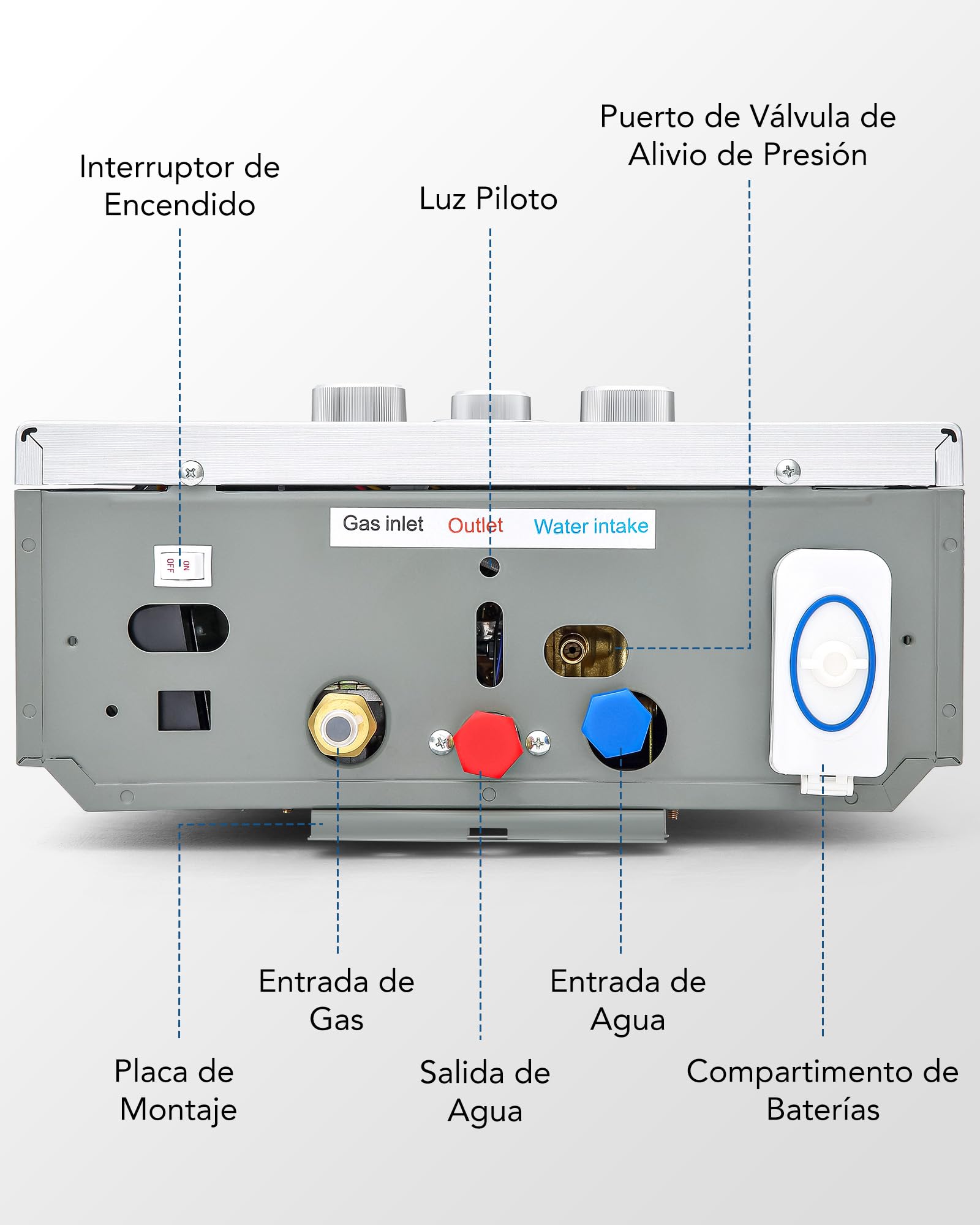 CO-Z 12 L/Min Calentador de Agua Butano, Calentador de Agua a Gas, Certificado CE, LPG Calentador Butano, Calentador de Gas Licuado de Petróleo sin Tanque (12 L/Min)
