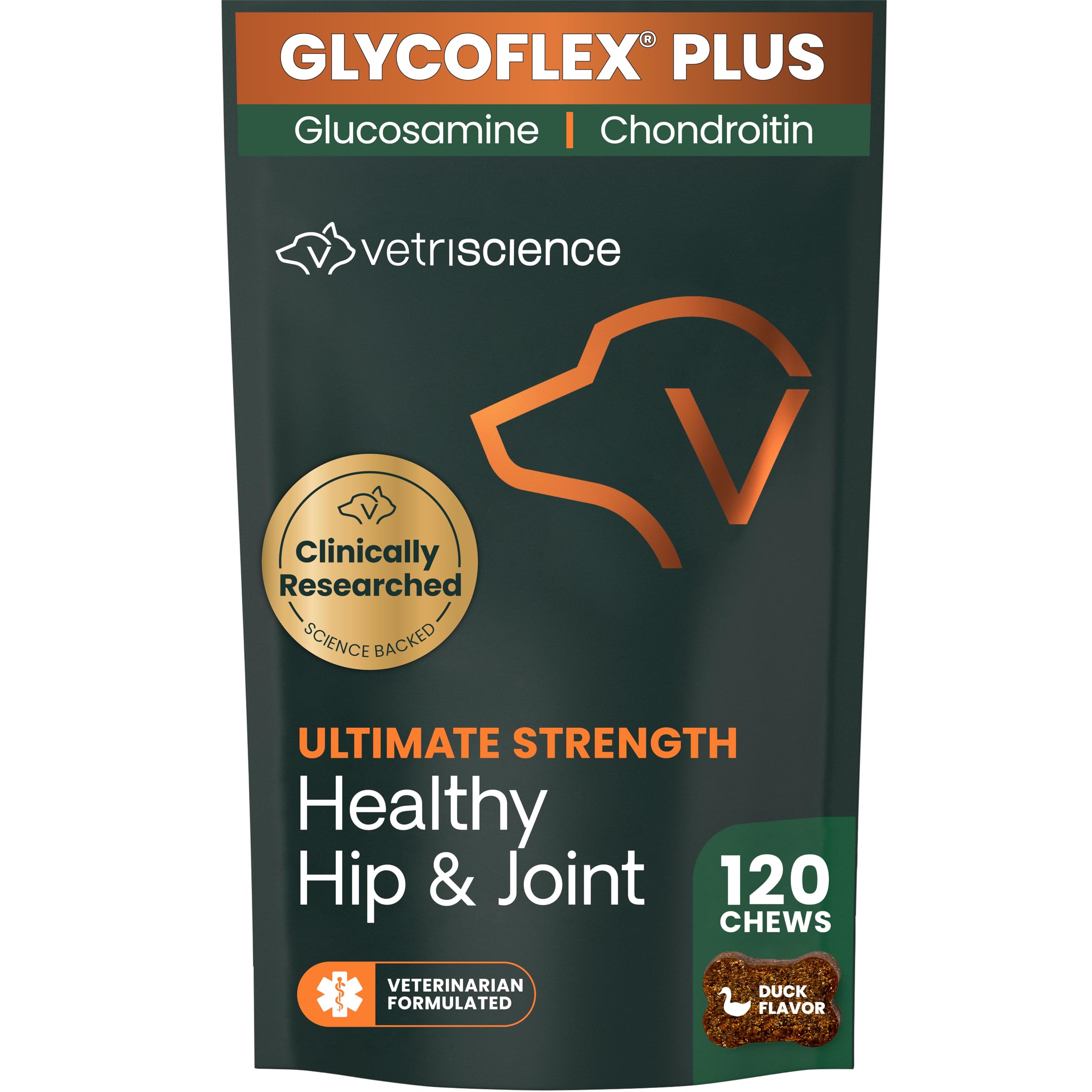 VetriScience GlycoFlex Plus Hip and Joint Supplement for Dogs – Extra-Strength Joint Support Chews with Green Lipped Mussel, Chondroitin, and Glucosamine for Dogs