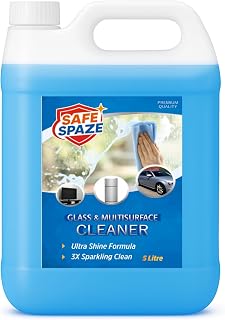SafeSpaze Glass Cleaner 5L Multi-Purpose Glass, Car & Household Cleaner Ultra Shine Formula 3x Sparkling Clean - 5L