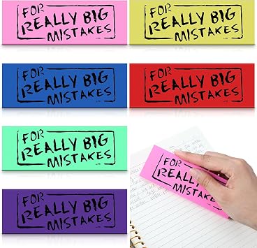 Yexiya 6 Pcs Jumbo Gaint Erasers Bulk 5.5 Inch Large Eraser for Really Big Mistakes Big Pencil Rubber 6 Colors for Students Back to School Stationery Supplies Joke Gag Gift for Work and School Party