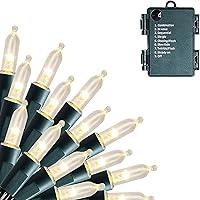 Vista 8 de Dazzle Bright 50 luces LED de Navidad que funcionan con batería, mini tira de luces impermeables de 16 pies con 8 modos para Navidad, interiores