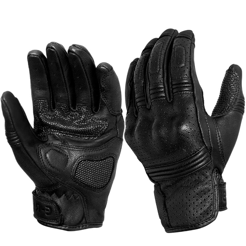 Gants Moto Gants de Moto rétro en Cuir véritable Moto Gants imperméables Gants de Protection de Moto Gants de Motocross Gris Gant Moto (Color : 3, Size : M)