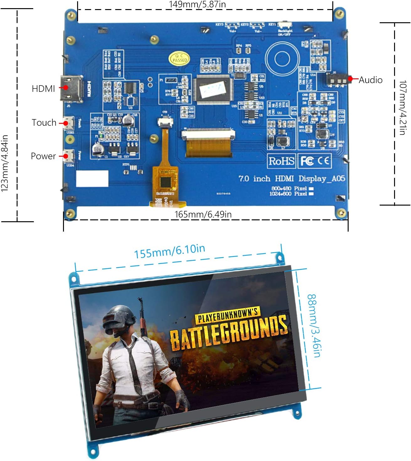 Bеѕt Dеаl 7 inch Touchscreen for Raspberry Pi Screen, 1024x600 IPS HDMI Display Gaming LCD Monitor with Leather Case, for Raspberry Pi 4/3B+, Windows 10/8/7