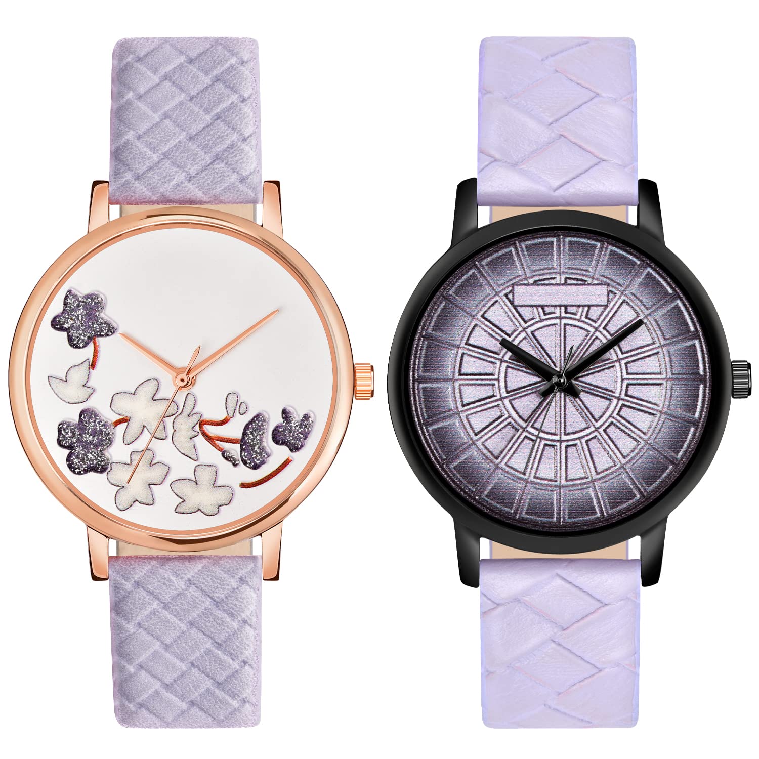 CLOUDWOOD Analogue Leather Strap Combo Wrist Watch for Womens and Girls (Multicolor Dial & Purple Colored Strap) -502-509 (B0BCKS1Q6S) Amazon Price History, Amazon Price Tracker