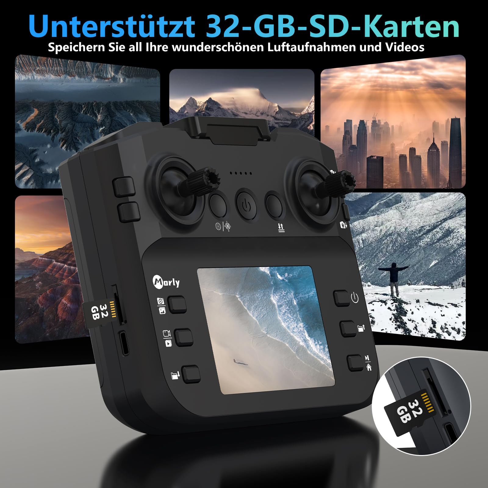 Drohne mit 4K Kamera Mini Drohne Mit LCD Fernbedienung 3D-Rollen Wiederaufladbare LCD-Fernbedienung 3-Geschwindigkeits-Einstellungen RC Quadrocopter Faltbares für Anfänger M18LCD