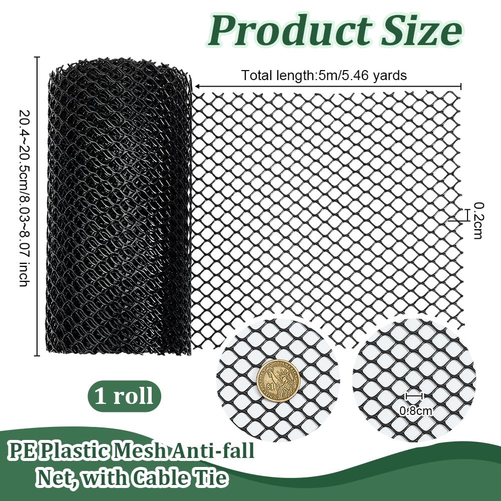 OLYCRAFT 5mx204mm Black Plastic Chicken Wire Fence Mesh Poultry Fencing ...