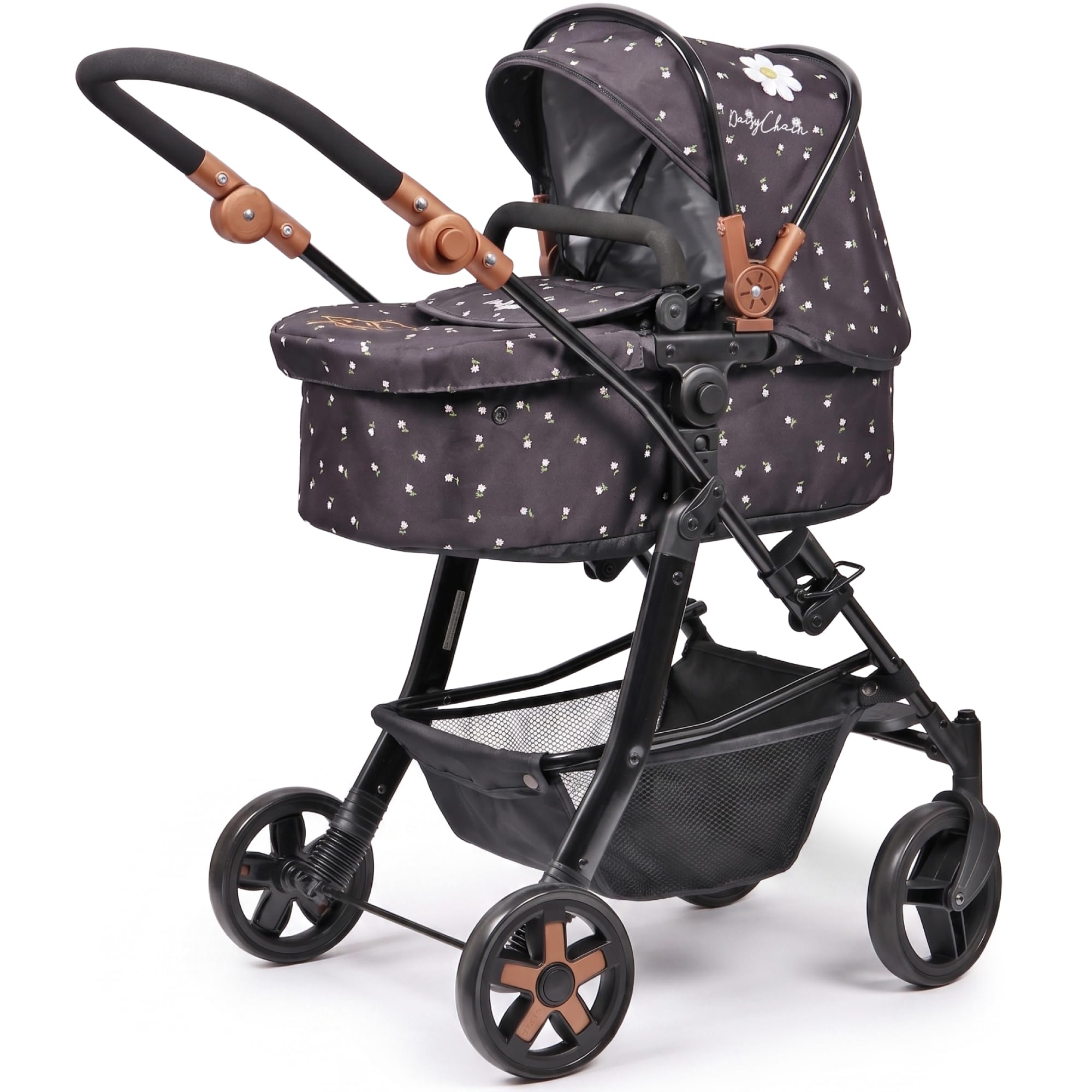 Daisy Chain Connect 5 in 1 Dolls Pram – Adjustable Handles From 48-85cm - For 4,5,6,7 and 8 Year Old Girls – Baby Doll Pram, Pushchair, Stroller (Twilight)