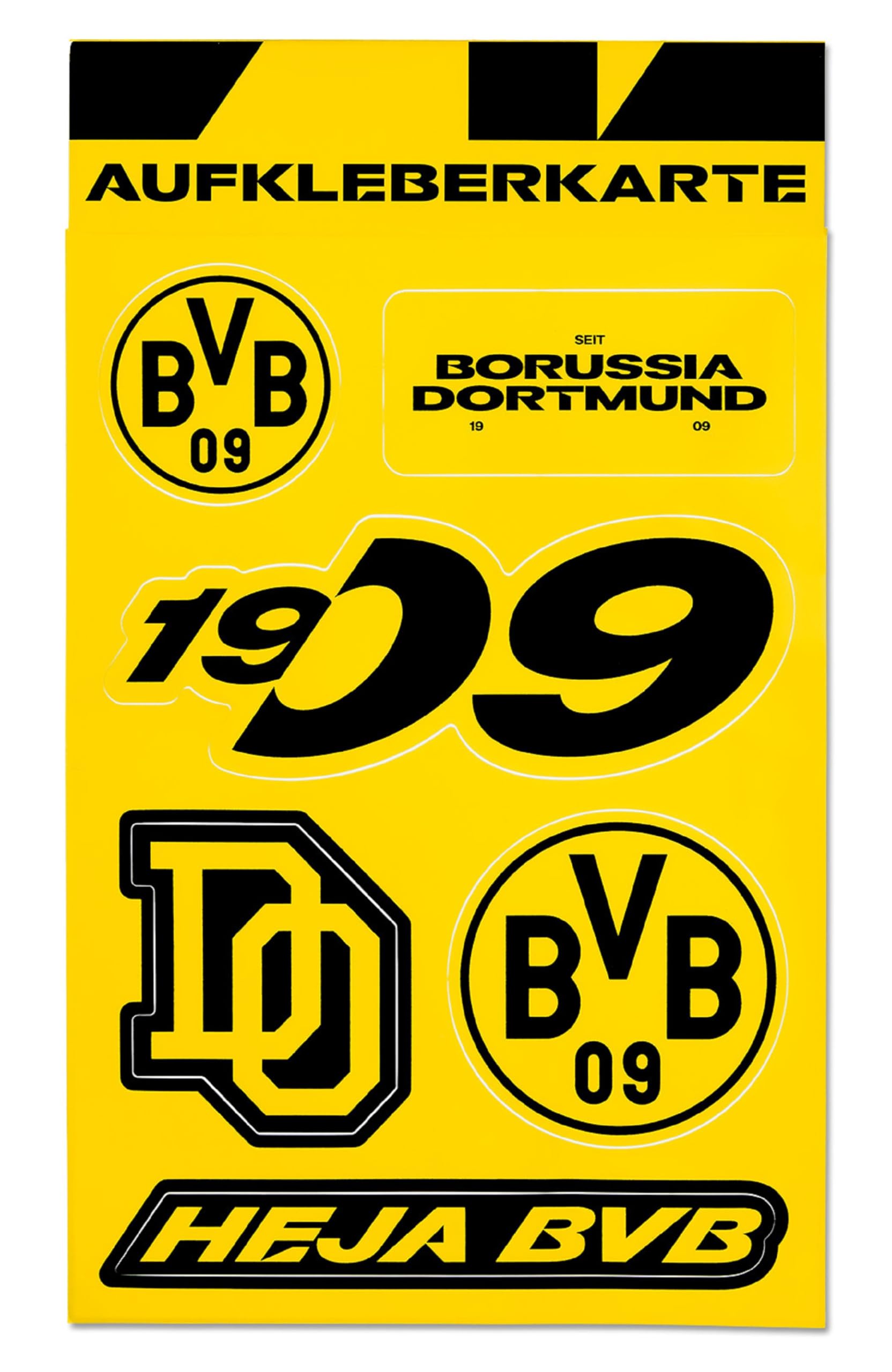 Borussia Dortmund Sticker Card - Heja BVB - Set of 6 | Stickers | Sticker BVB 09 - Plus Bookmark I Love Dortmund