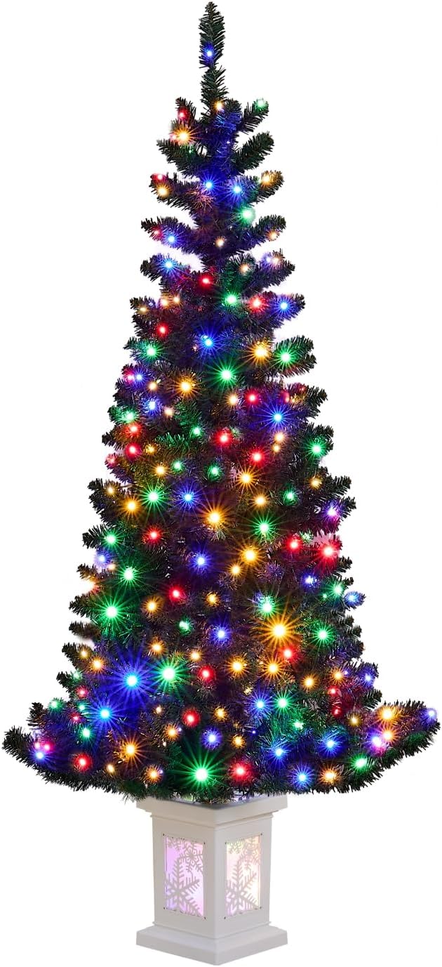 3FT Small Christmas Tree, Artificial Christmas Tree with 78 LED Lights & Bobsleigh Base, Prelit Mini Tree for Christmas Decor,Tabletop Christmas Tree, 8 Modes Remote Control, Timer Battery Operated