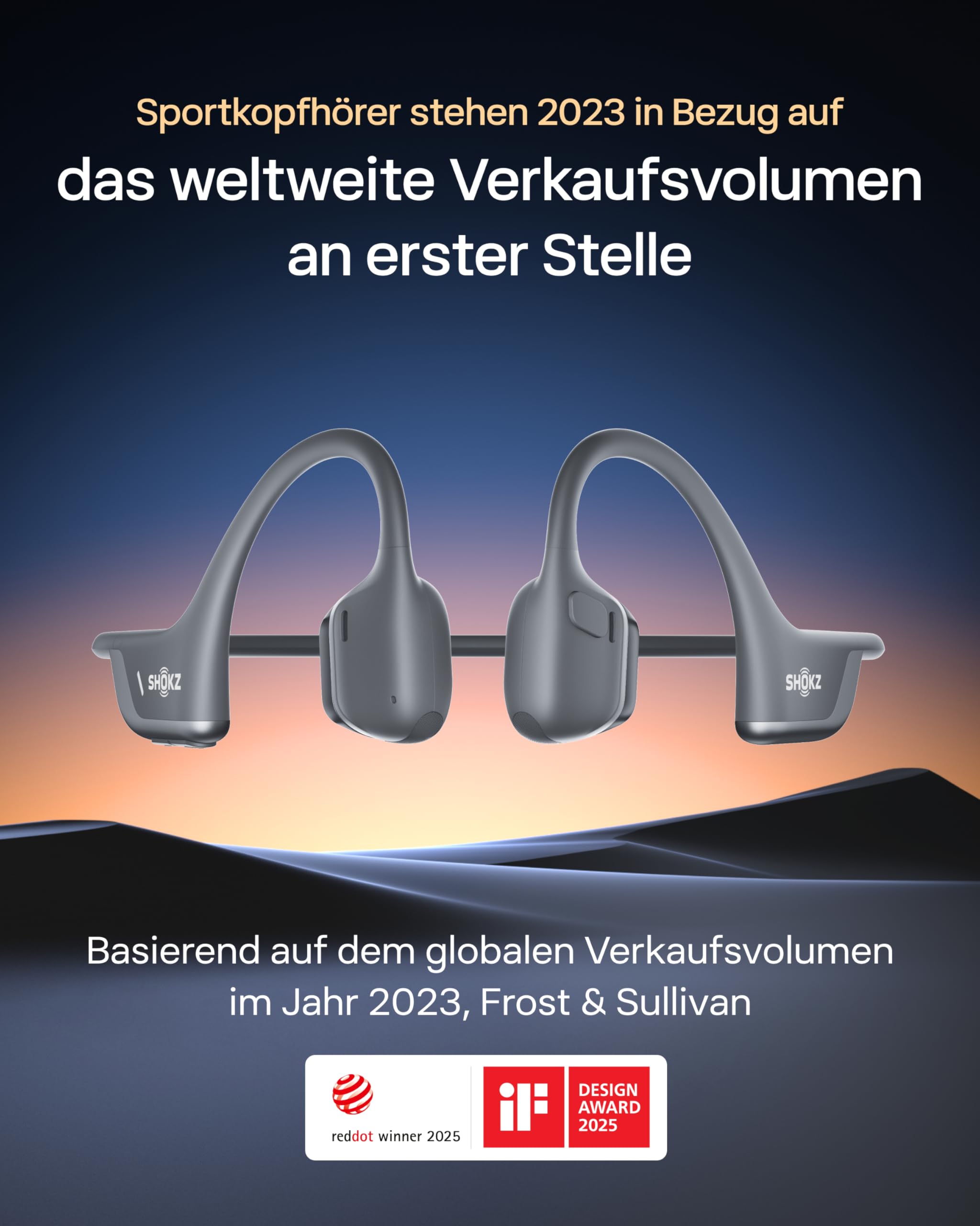 SHOKZ OpenRun Pro 2 Knochenschall Sportkopfhörer, Open-Ear Bluetooth 5.3, IP55 wasserdicht, 12 Std. Wiedergabe